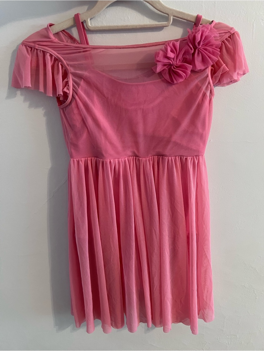Weissman Pink Chiffon Dance Costume with Rosette Accent